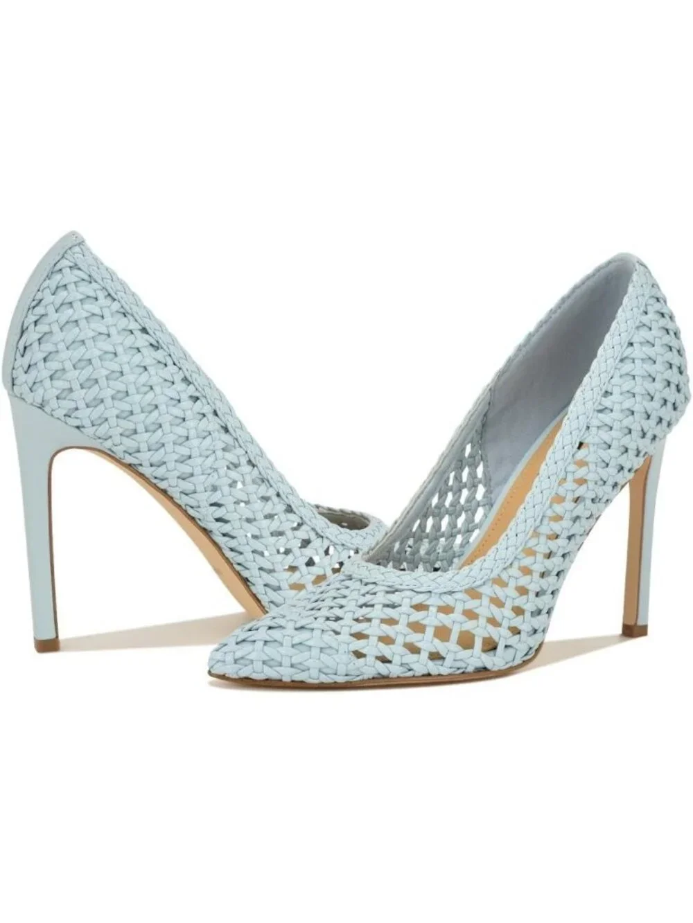 Women's Light Blue Pointed Toe Footbed Tatiana Pump Casual Covered Heel Shoes
